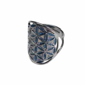 bague fleur de vie bleu blanc argente aura de vie jewel spirit